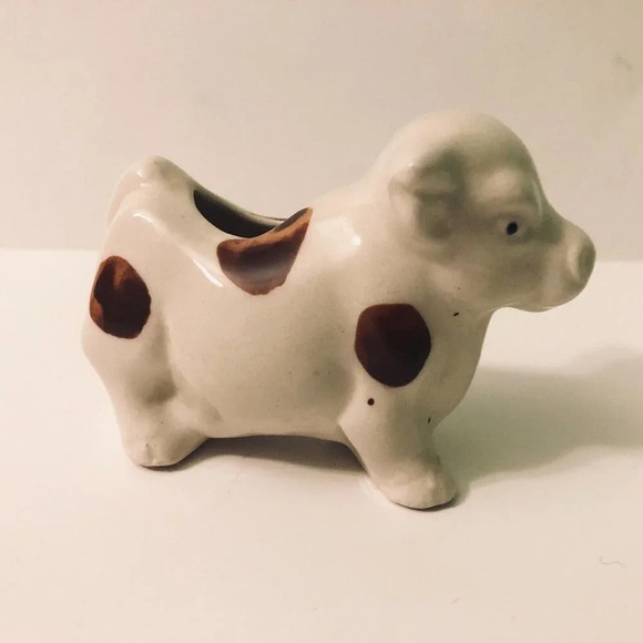 Vintage Lot of 2 Ceramic Cow With Spots  Toothpick Holder Japan - Picture 4 of 16